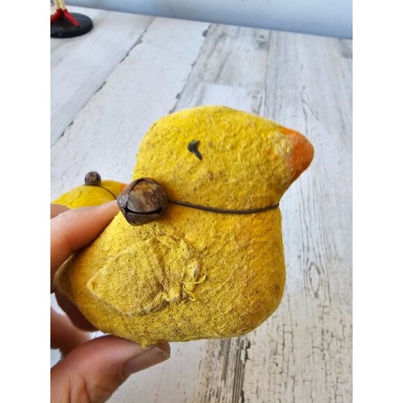 Primitive duck bird bell spring Easter decor unique plush set - Picture 2 of 9